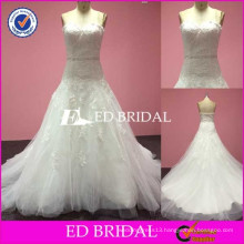 China Suppplier Real Pictures A-Line Lace Appliqued Beaded Waist Wedding Dresses In Turkey